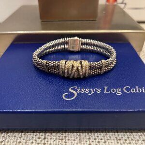 Lagos Sterling Silver & 18K Yellow Gold Diamond Wrap Station Caviar Bracelet